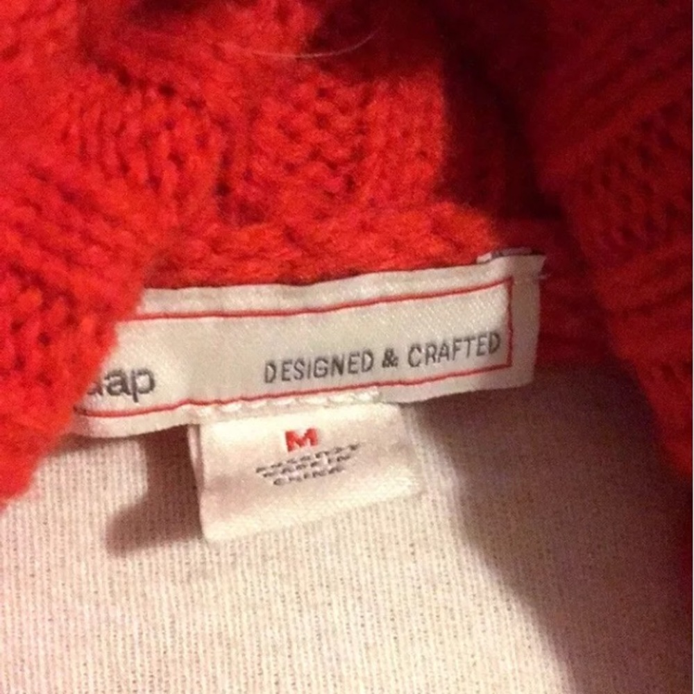SOLD 🔥GAP Orange Lambs Turtleneck Sweater M - Picture 4 of 5